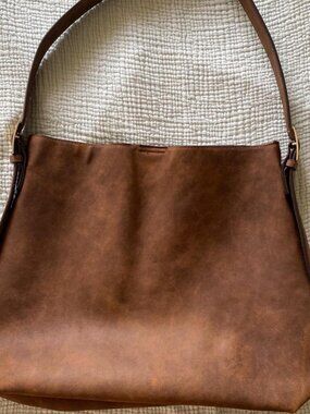 Brown leather shoulder bag